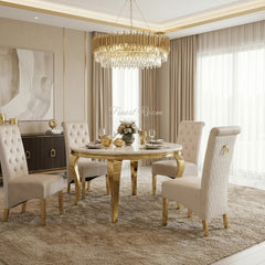 Louis Gold Table With Caya Gold Chairs