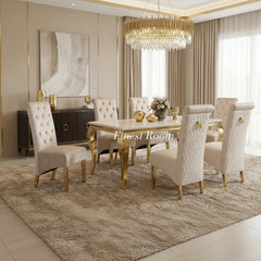 Louis Gold Table With Caya Gold Chairs