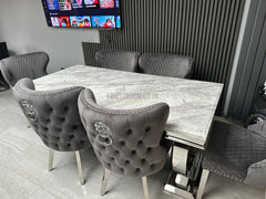 Grey Ariana Dining Table With Dark Grey Valentino Chairs