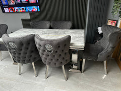 Grey Ariana Dining Table With Dark Grey Valentino Chairs