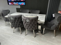 Grey Ariana Dining Table With Dark Grey Valentino Chairs