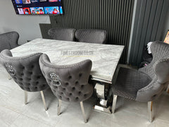 Grey Ariana Dining Table With Dark Grey Valentino Chairs