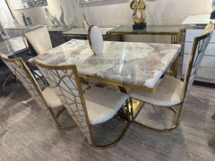 1.8m Pandora Elina Gold With Cream Gold Vienna Chairs