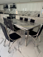 Grey Louis Chrome With Black Silver Windsor Chairs