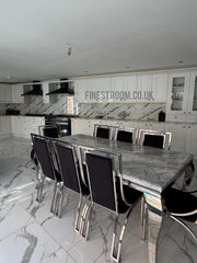 Grey Louis Chrome With Black Silver Windsor Chairs