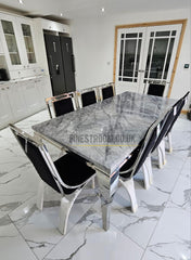 Grey Louis Chrome With Black Silver Windsor Chairs