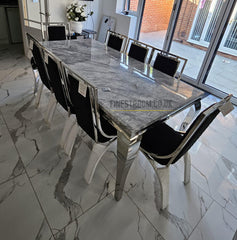 Grey Louis Chrome With Black Silver Windsor Chairs