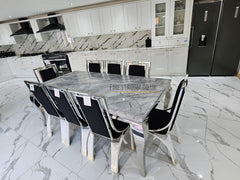 Grey Louis Chrome With Black Silver Windsor Chairs