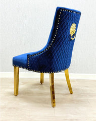 Navy Gold Majestic Lion Knocker Chairs