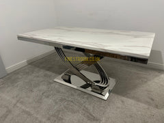 Elina Chrome Table With Grey Leather Ring Knocker Roma Chairs