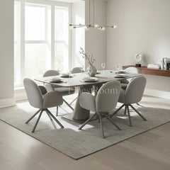 Gstaad Extendable Grey Sintered Stone Dining Table With Gstaad Grey Dining Chairs