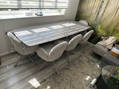 Gstaad Extendable Grey Sintered Stone Dining Table With Gstaad Grey Dining Chairs