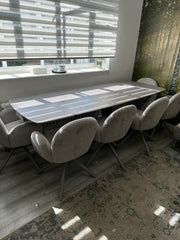 Gstaad Extendable Grey Sintered Stone Dining Table With Gstaad Grey Dining Chairs