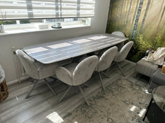 Gstaad Extendable Grey Sintered Stone Dining Table With Gstaad Grey Dining Chairs
