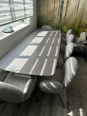 Gstaad Extendable Grey Sintered Stone Dining Table With Gstaad Grey Dining Chairs