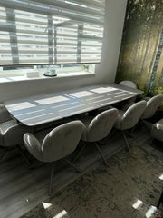 Gstaad Extendable Grey Sintered Stone Dining Table With Gstaad Grey Dining Chairs