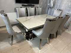 White Charisma Table With Silver Miami Chairs