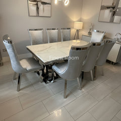White Charisma Table With Silver Miami Chairs