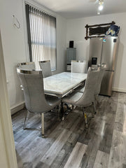 White Charisma Table With Silver Miami Chairs