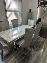 White Charisma Table With Silver Miami Chairs