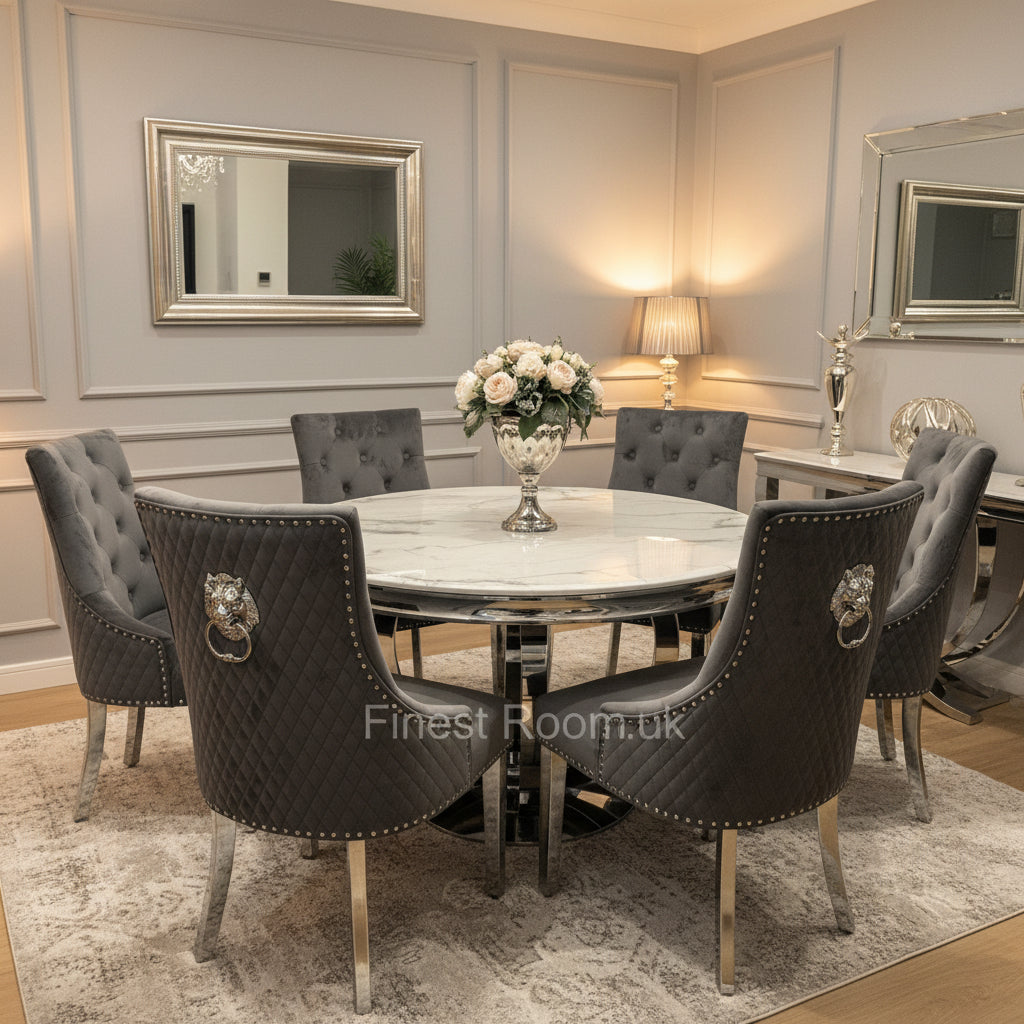 1.3m Round White Chelsea Table with Dark Grey Majestic