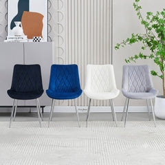 2 x Mortiz Velvet Dining Chairs- Grey, Cream, Blue, Black