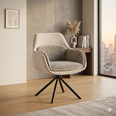 2 x Florence 360 Swivel Chairs- Grey/Beige