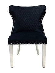 2 x Valentino Lion Knocker Dining Chairs- Silver, Black, Navy, Dark Grey, Mink