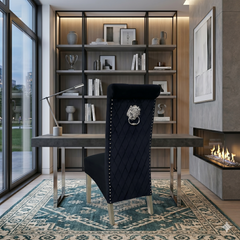 2 x Sofia Chrome Lion Knocker Chairs- Navy, Black, Mink, Grey
