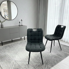 2 x Monza Dining Chairs- Grey/Black/Beige