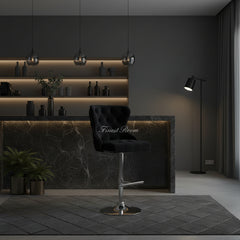 Valentino Bar/Breakfast Stools-HQ Silver, Black, Navy, Mink, Dark Grey