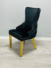 2 x Victoria Gold Lion Knocker Dining Chairs - Grey Gold, Cream Gold, Black Gold