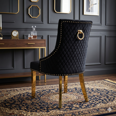 2 x Majestic Ring Knocker Chairs- Cream Silver, Black Gold, Mink Gold
