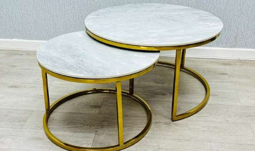 Ceramic Gold Frame Nest of 2 Tables