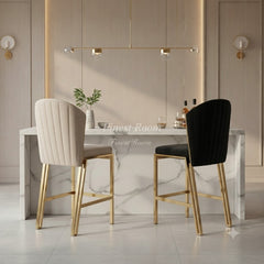 Fabio Breakfast Stools- Black Gold, Cream Gold