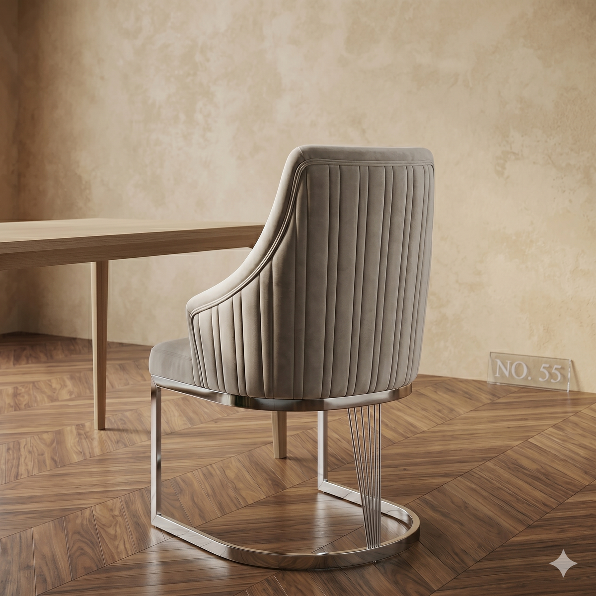 2 x Lasco Chrome Dining Chairs- Cream Silver, Grey Silver