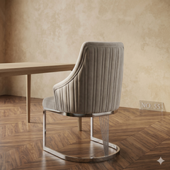 2 x Lasco Chrome Dining Chairs- Cream Silver, Grey Silver