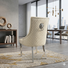 2 x Majestic PU Leather Dining Chairs - Midnight Black, Cream, Grey
