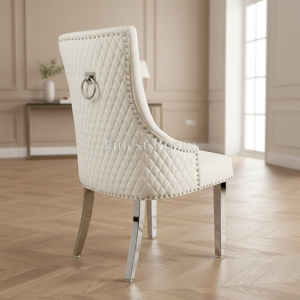 2 x Majestic Ring Knocker Chairs- Cream Silver, Black Gold, Mink Gold