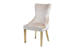 2 x Victoria Gold Lion Knocker Dining Chairs - Grey Gold, Cream Gold, Black Gold