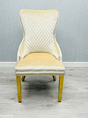 2 x Victoria Ring Knocker Dining Chairs- Dark Grey Silver, Black Gold, Cream Gold