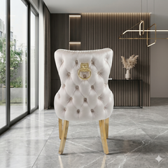 2 x Victoria Ring Knocker Dining Chairs- Dark Grey Silver, Black Gold, Cream Gold