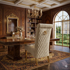 2 x Sofia Gold Square Knocker Chairs-  Cream Gold, Black Gold