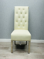 2 x Sofia PU Leather Chairs- Grey, Cream