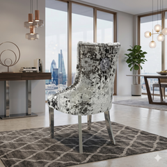 2 x Majestic Chrome Lion Knocker Dining Chairs - Mink, Black, Crushed Velvet, Dark Grey, Navy, Silver