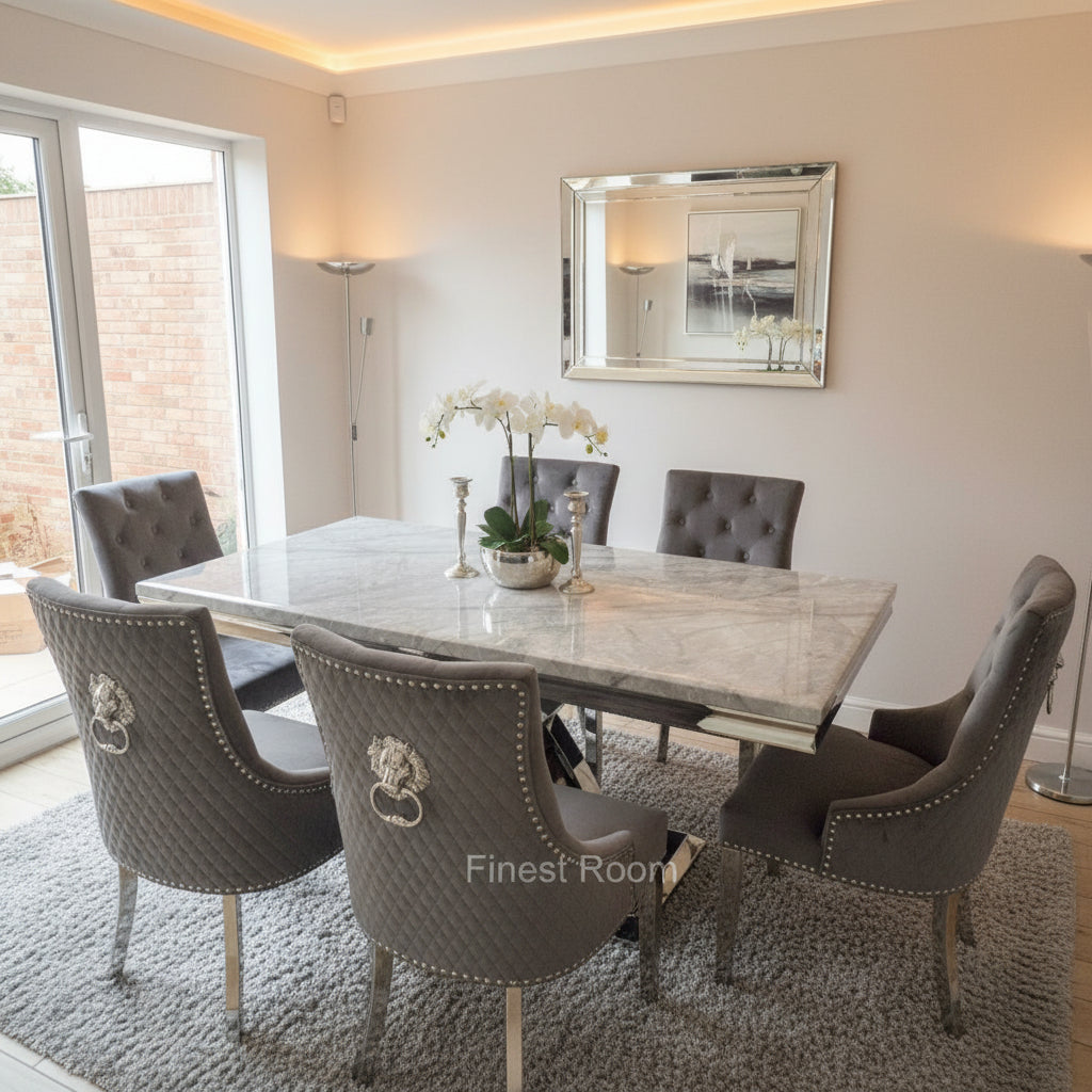Grey Marble Milan Table with DG Majestic Chairs
