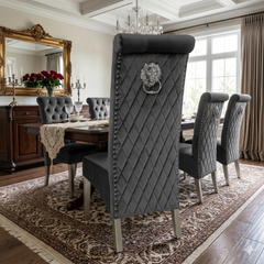 2 x Sofia Chrome Lion Knocker Chairs- Navy, Black, Mink, Grey