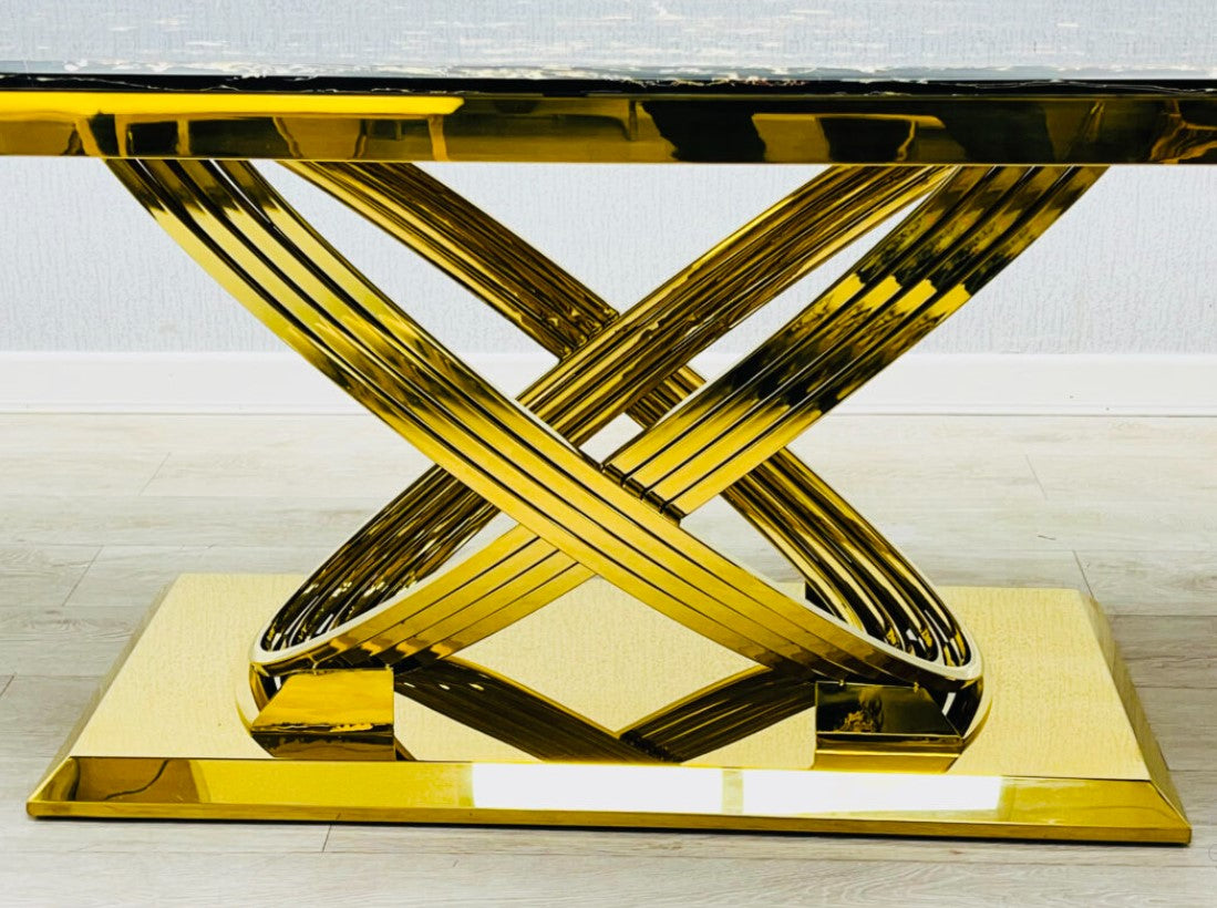 Elina White Gold Marble Coffee Table