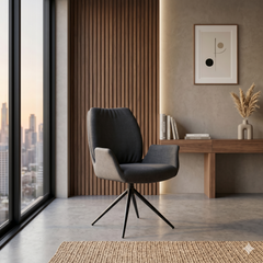 2 x Fairmont 360 Swivel Dining Chairs- Beige/Grey