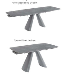 Gstaad Extendable Grey Sintered Stone Dining Table With Gstaad Grey Dining Chairs